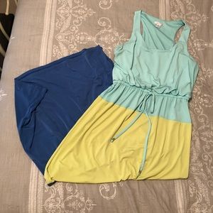 Green and blue colorblock maxi